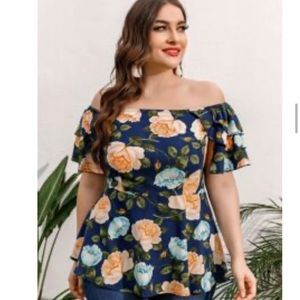Plus-Size Off Shoulder Layered Ruffle